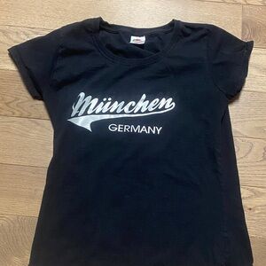 Munchen Germany Black Tee with Silver Print